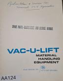 Vac-U-Lift -VAC-U-LIFT Model 205-213-5-1 Manual, Covers Maintenance, Operators & Spare Parts-205-213-5-1-01